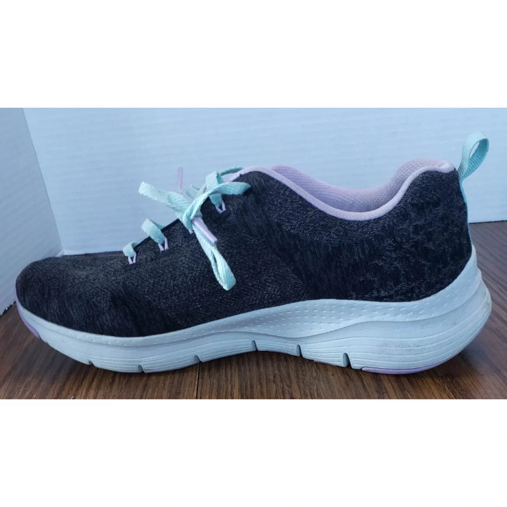 Skechers Comfy Wave Woman's Arch Fit Size 11 Black Lavender Shoes - Picture 12 of 15